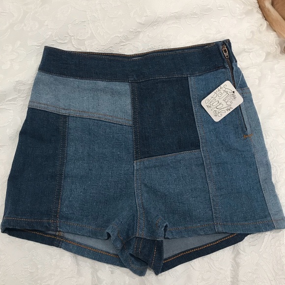 NWT Free People Patchwork Denim Shorts sz 25 - Picture 5 of 8